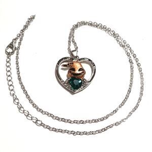 925 Silver Necklace Boogie Man Nightmare Before Christmas Heart Gemstone - NEW!!